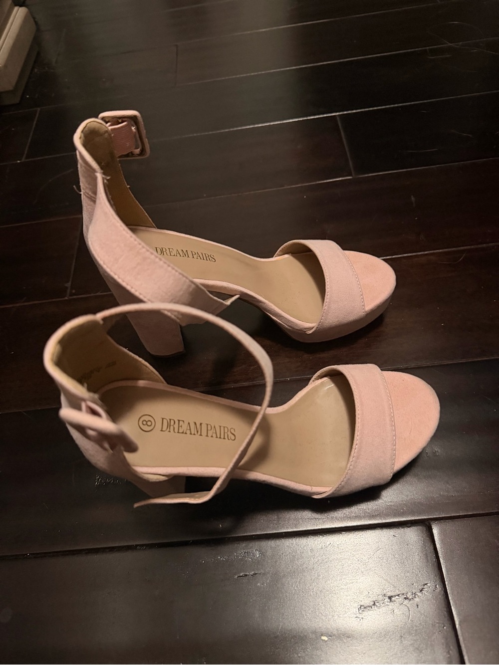 Dream Pairs Blush Pink Ankle Strap Block Heel Sandals